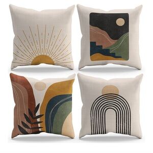Set of 4 Modern Art Boho Throw Pillow Covers 18x18